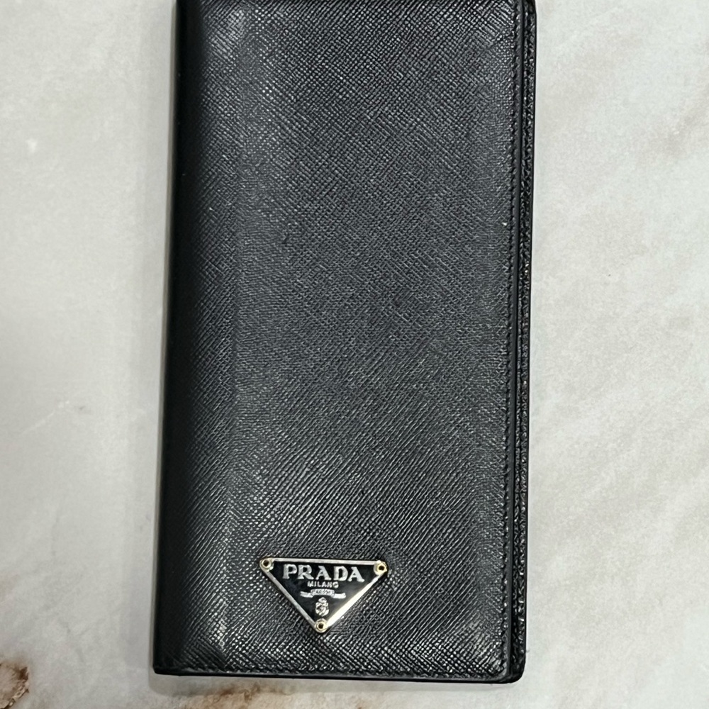 Vintage Prada Unisex Checkbook Card Holder Leather Accessory